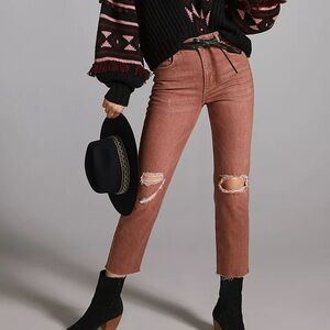 Pilcro The Vintage Straight Jeans Anthropologie Terra Cotta Color Size 28 boho
